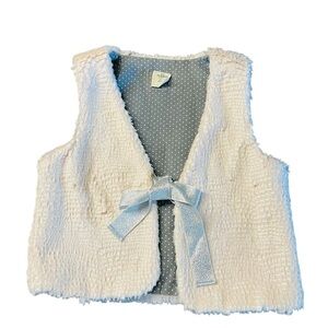 M.L. Kids Blush Colored Toddler Vest with Shiny Silver Bow Size 3-4